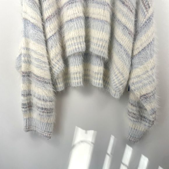 5. Arizona Jean Co Womens Sweater White Gray 2X Acrylic Striped Drop Shoulder - Picture 5 of 12